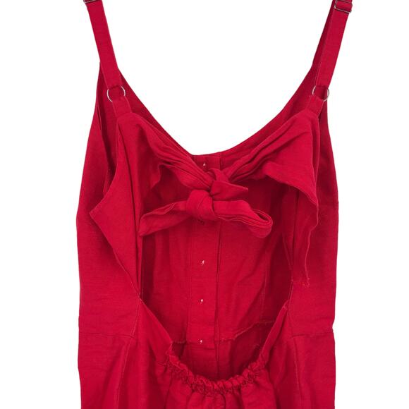 Rails Teresa Button Front Wide Leg Jumpsuit M Sleeveless Scoop Neck Tie Back Red - Picture 4 of 7